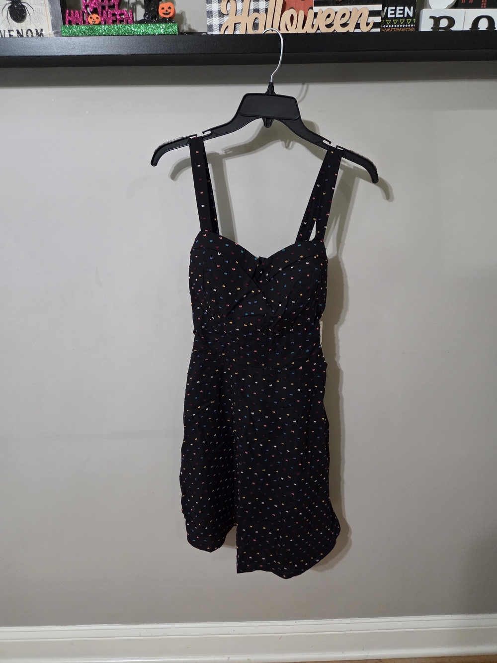 GB girls Black Polka Dot Sundress with Multicolor Dots